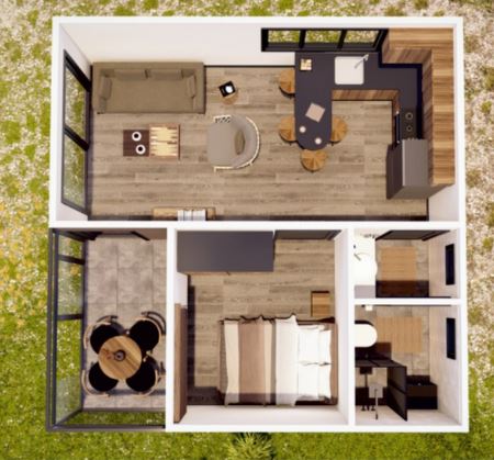 36 m² Verandalı Yaşam Alanı: Panoramik Tasarım ve Tam Donanımlı Konfor