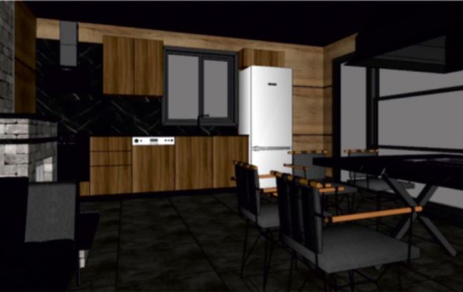 30 m² Şömineli ve Mangal Alanlı Modern Yaşam Alanı